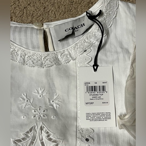 Coach 1941 Studded Ruffle Blouse NWT $250. Size 4 - Picture 2 of 3